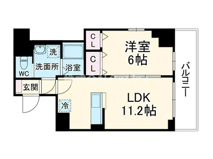 ムーンヒルズ大阪(1LDK/11階)の間取り写真