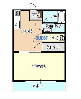 ウィングコーポ川口(1DK/1階)の間取り写真