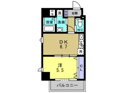 メインステージ甲子園口(1DK/2階)の間取り写真