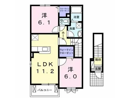 カーサ・コモド・アビターレ C(2LDK/2階)の間取り写真