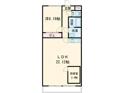 NH菰口(1LDK/3階)の間取り写真