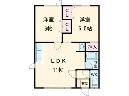 アビタシオン日吉ヶ丘(2LDK/2階)の間取り写真