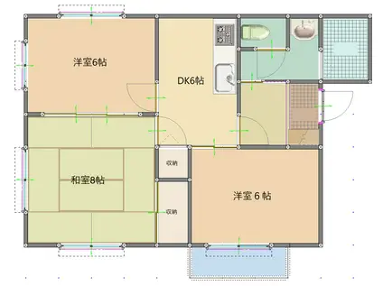 グリムハウスB棟(3DK/1階)の間取り写真