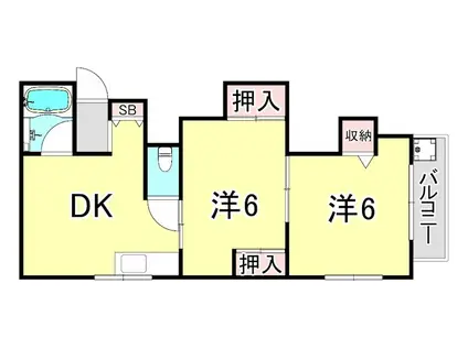 新光マンション(2DK/4階)の間取り写真