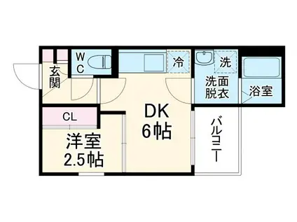 ADVANCE豊津(1DK/2階)の間取り写真