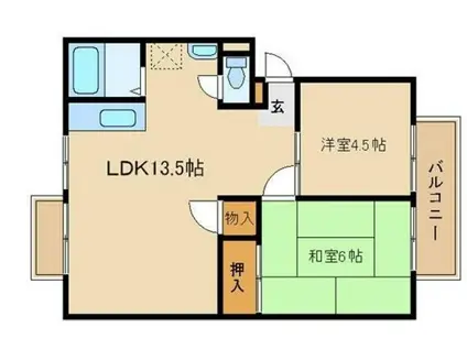 ハイツボヌール(2LDK/2階)の間取り写真