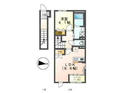 カーサ アベート(1LDK/2階)の間取り写真