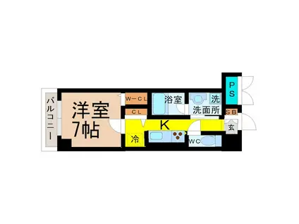 プレミアムコート新栄(1K/7階)の間取り写真
