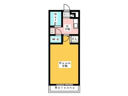 ＪＲ東海道本線 三河安城駅 徒歩15分 4階建 築27年(1K/4階)の間取り写真