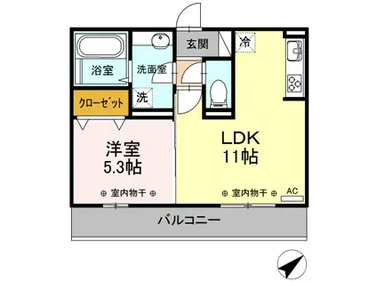 ＪＲ佐世保線 日宇駅 徒歩25分 3階建 築5年(1LDK/3階)の間取り写真