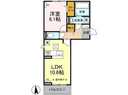 K-TH(1LDK/2階)の間取り写真