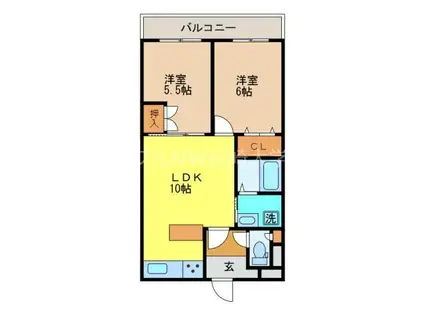 森田マンション(2LDK/5階)の間取り写真