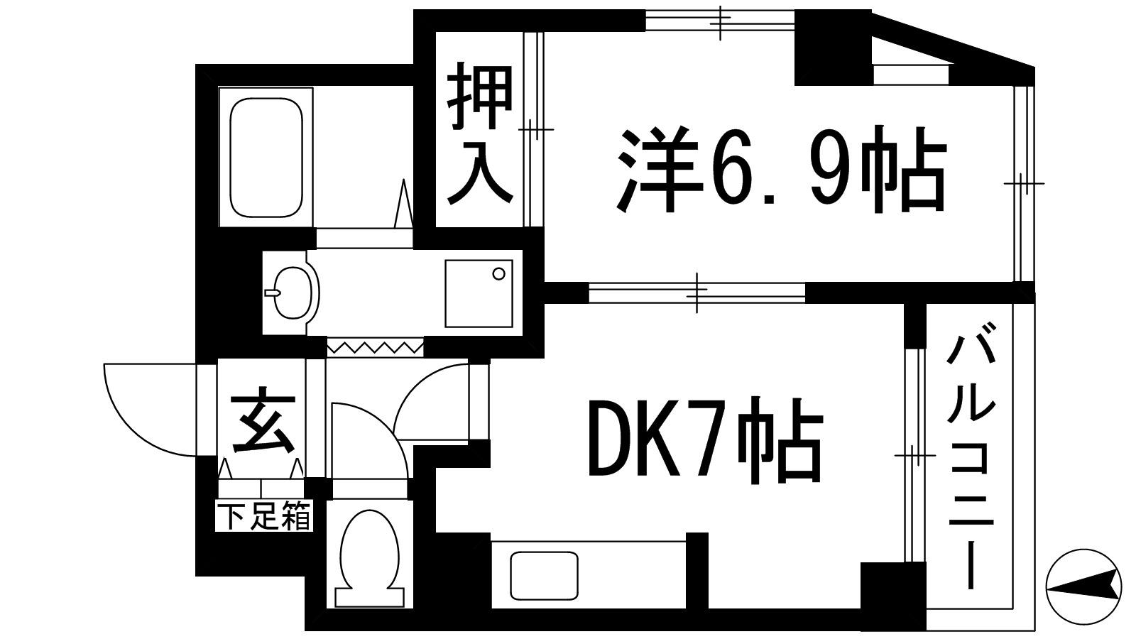 アネービオス(1DK/2階)の間取り写真