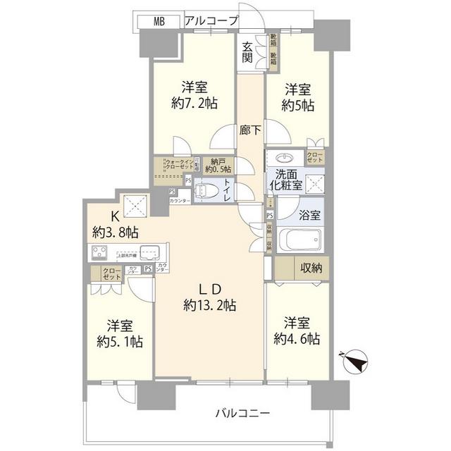 エアヒルズ藤沢(4LDK/10階)の間取り写真