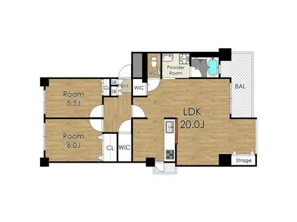 佃第二コーポ4号棟(2SLDK/2階)の間取り写真