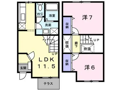 サン・ピア1(2LDK/1階)の間取り写真