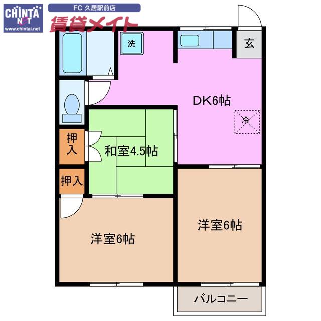 サンコーポ里ノ上(3DK/2階)の間取り写真