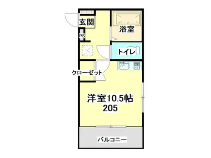 コーポローレル(1K/2階)の間取り写真