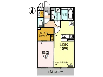 クラン スール(1LDK/2階)の間取り写真