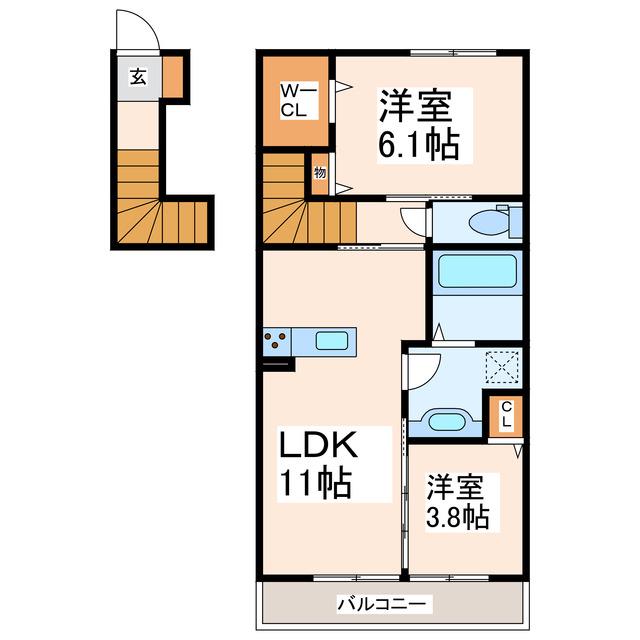 ラ・アルバ(2LDK/2階)の間取り写真