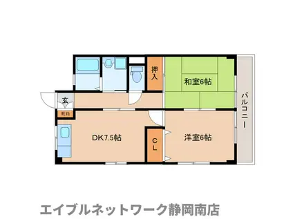 ロイヤルハイツ馬渕(2DK/1階)の間取り写真