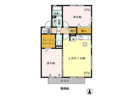 プランドール(2LDK/1階)の間取り写真