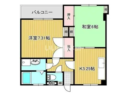 三条駅前ハイツ(2K/3階)の間取り写真