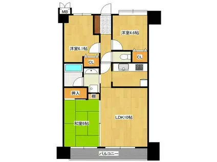 ダイアパレス京葉蘇我3(3LDK/11階)の間取り写真