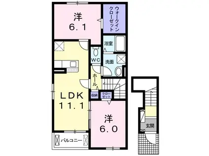 ローレルI(2LDK/2階)の間取り写真