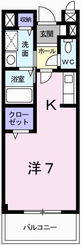 プリムローズ(1K/2階)の間取り写真