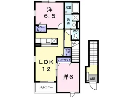 パルテールB(2LDK/2階)の間取り写真