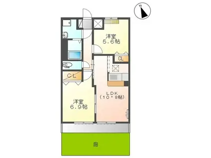 あいな39(2LDK/1階)の間取り写真