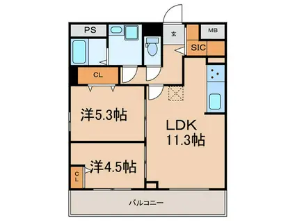 GRAN PASEO大森北(2LDK/5階)の間取り写真