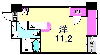 シャンブル杭瀬(ワンルーム/4階)の間取り写真