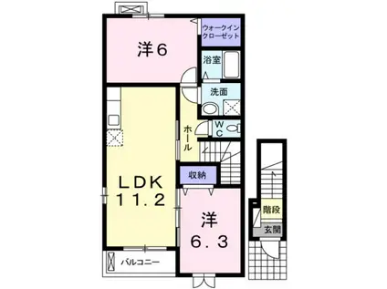 プルメリア II(2LDK/2階)の間取り写真