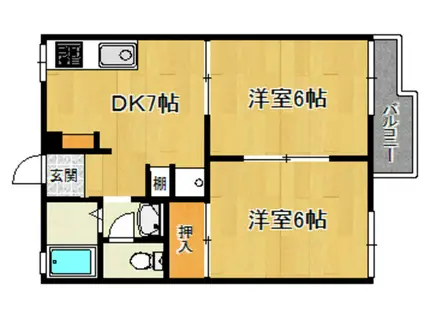 ローゼンハイツ(2DK/2階)の間取り写真