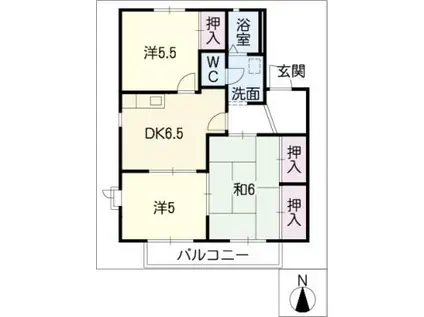 グリーンエステートC棟(3DK/2階)の間取り写真