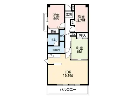 ファミール刈谷(3LDK/9階)の間取り写真