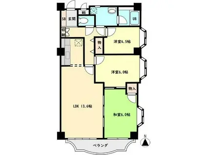 ドミノ大宮マンション(3LDK/4階)の間取り写真