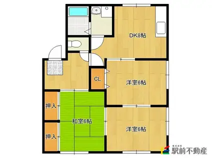 シャトーランドA(3DK/1階)の間取り写真