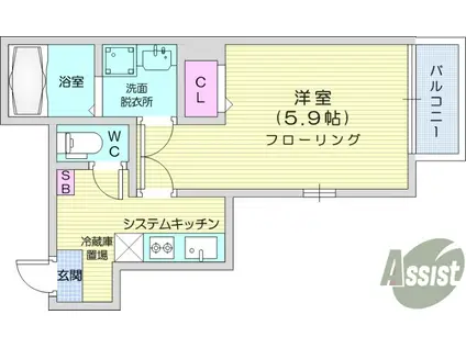 MOMORIE八乙女(1K/1階)の間取り写真