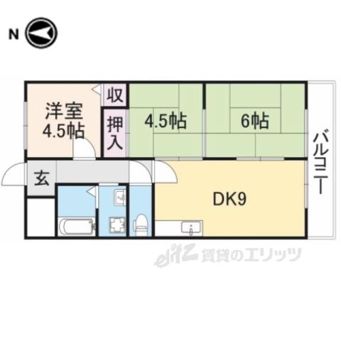 リヴェール三室(3DK/5階)の間取り写真