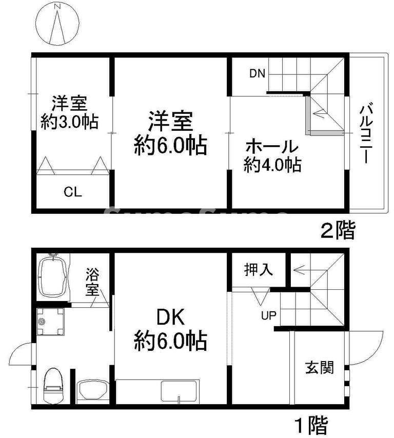 テラスMITO(2DK/1階)の間取り写真