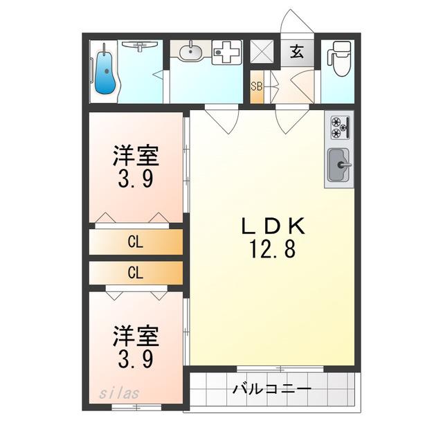 AVANTIO HONMACHI(2LDK/1階)の間取り写真