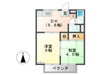 HIコーポ本郷(2K/2階)の間取り写真