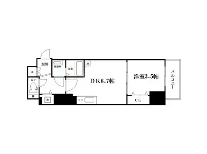 LC堀江公園(1DK/8階)の間取り写真