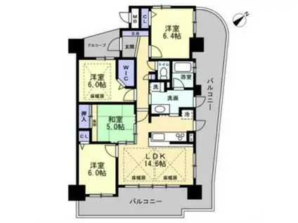 アルファステイツ東今宿(3LDK/9階)の間取り写真