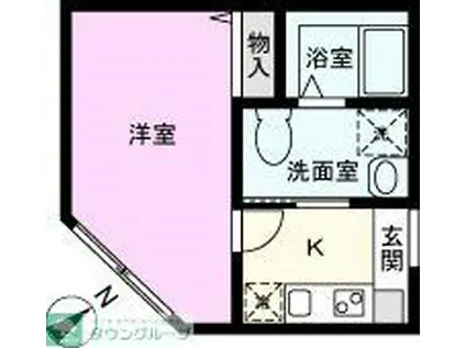 キャメル WARABI(1K/1階)の間取り写真