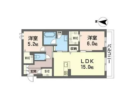 シリウス(2LDK/3階)の間取り写真