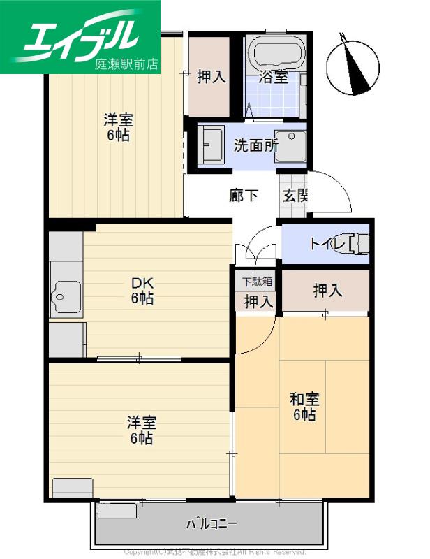 セジュール虫明(3DK/2階)の間取り写真